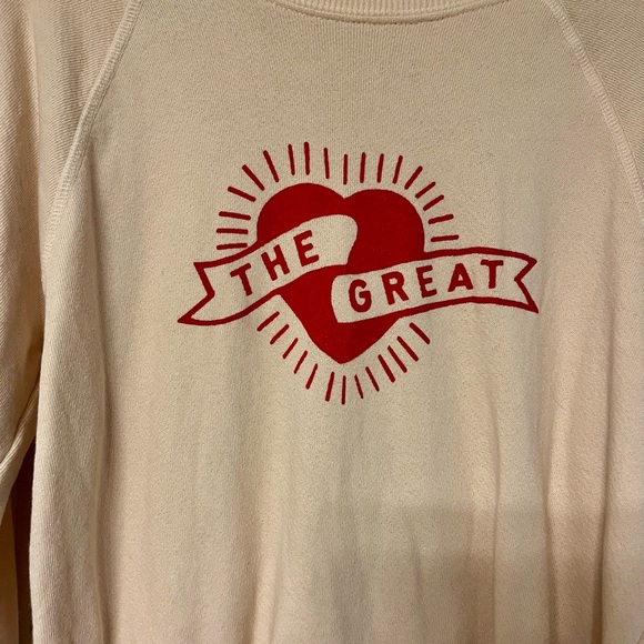 THE GREAT. Cream Textured Sweatshirt - Picture 2 of 6